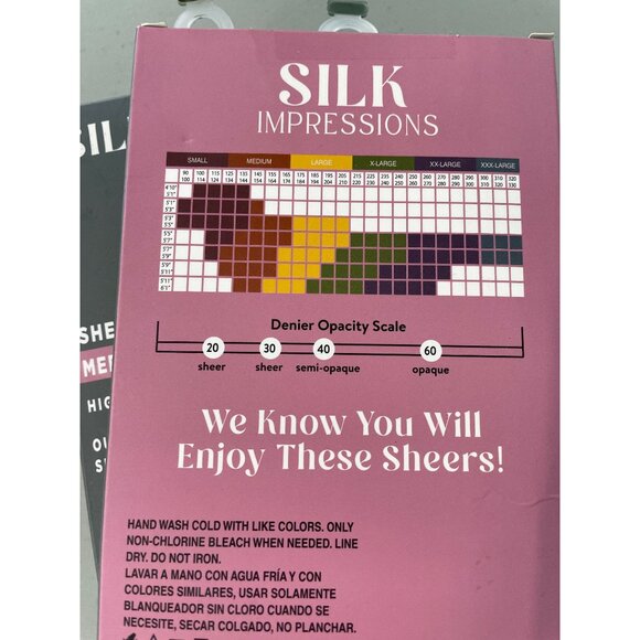 Silk Impressions Pantyhose Size XL Sheer Support Cocoa Brown 30 Denier 2Pair NEW - Picture 5 of 6